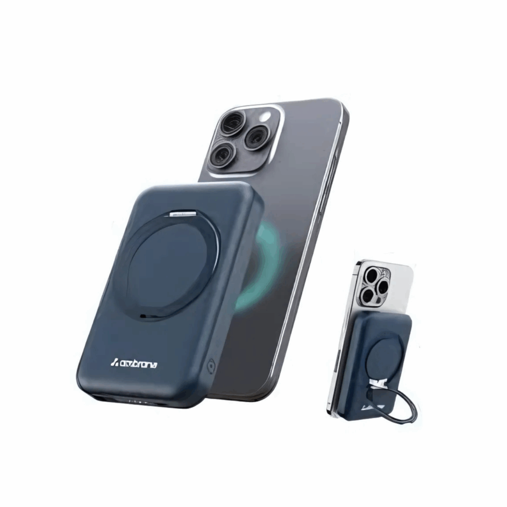 Ambrane MagSafe Wireless 10000mAh Fast Charging Power Bank with Mobile Stand, Strong Magnet, 22.5W